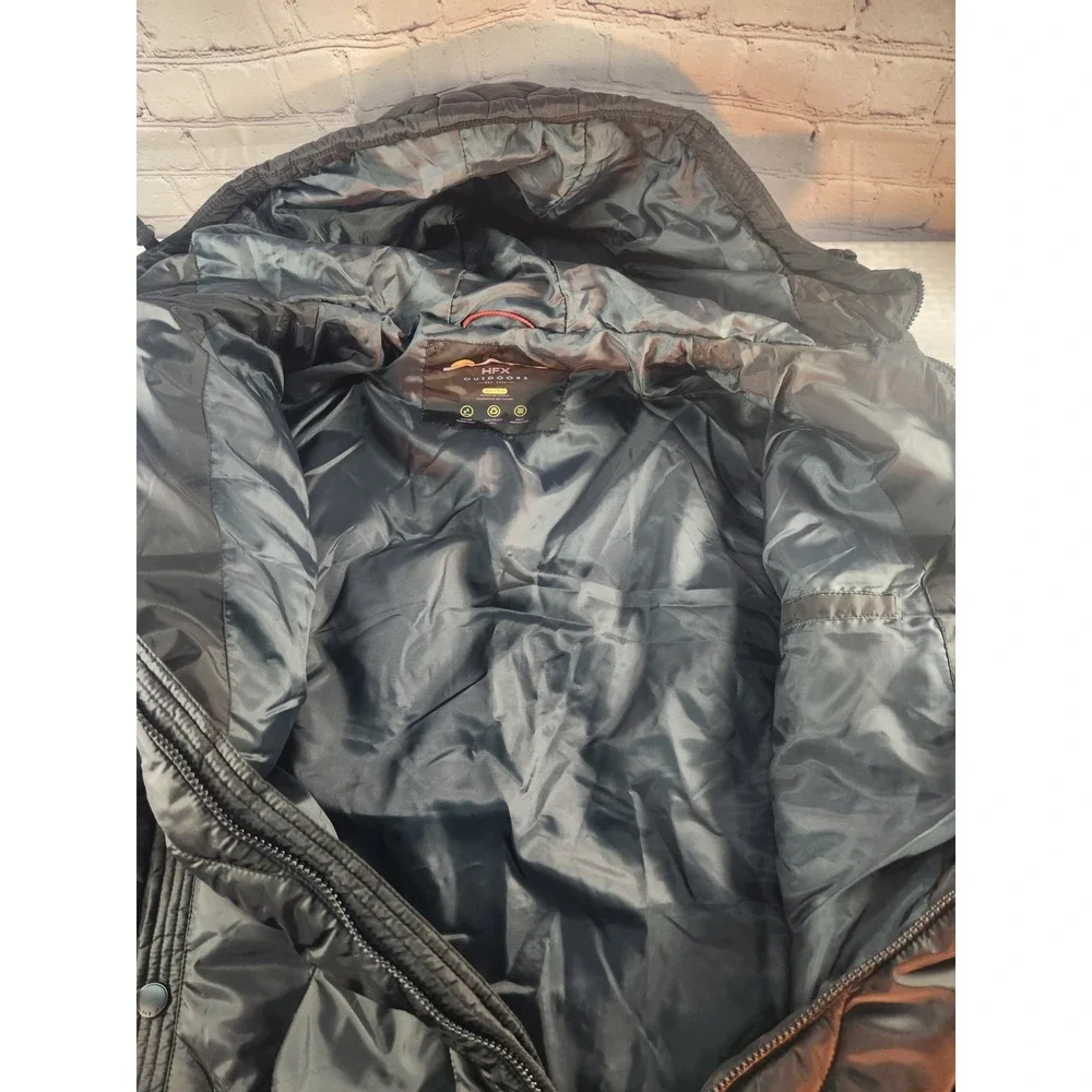 NEW! HFX Outdoors Men's Quilted Water Resistant Puffer Coat Hooded Black XL